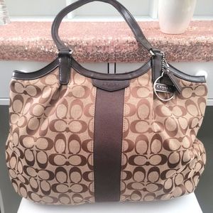 Nwot Classy Coach Brown Tote Bag! Silver Hardware